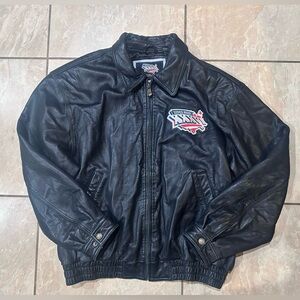 Reebok Super Bowl 2002 Patriots Leather Jacket Rams Size XXL